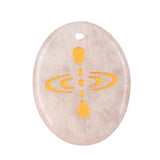 35x45mm Oval Natural Gemstone Pendant, Engraved "Mindfulness Meditation ", Polished Crystal Disc Charm for Spiritual Jewelry, Necklace Making