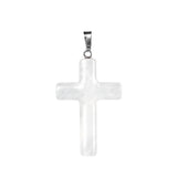 Natural Gemstone Cross Pendant for Jewelry Making DIY Necklace 27X40mm