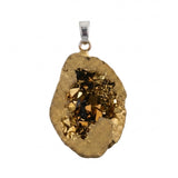 Iridescent  Agate Geode Quartz Crystal Pendant – Raw Gemstone Jewelry