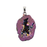 Iridescent  Agate Geode Quartz Crystal Pendant – Raw Gemstone Jewelry