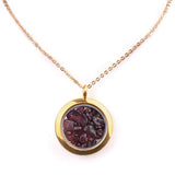 Round Gold Gawu Box Pendant with Chip Stone Stainless Steel Floating Locket Crystal Specimen Keepe Custom for Keepsakes & Healing Stones