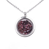Round Gawu Box Pendant Necklace  Chip Stone Stainless Steel Floating Locket Crystal Specimen Keepe Custom for Keepsakes & Healing Stones（副本）