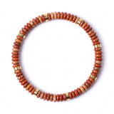 6x3mm Disc Bead Stone Stretch Bracelet for Women Men With Silver Spacer #SB3132