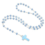 Natural Stone Cross Necklace Handmade 6mm Bead Rosary Jewelry Adjustable Spiritual Meditation Prayer Beads for Men Women Gifts SN2031