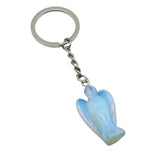 Handmade Craved 1.0Inch Gemstone Angel Pendant Charms Keychain #KC1531