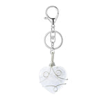 Handmade Wire Wrapped 30mm Heart Gemstone Pendant Charms Keychain #KC1751S