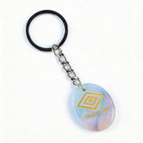 Oval Gemstone Disc Keychain– Carved with Custom Words & Symbol -The Shaman's Eye