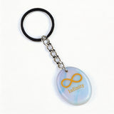 Oval Gemstone Disc Keychain– Carved with Custom Words & Symbol -Infinity Symbol