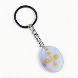 Oval Gemstone Disc Keychain– Carved with Custom Words & Symbol -Mindfulness Meditation