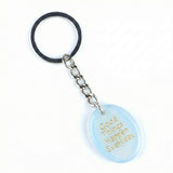 Oval Gemstone Disc Keychain– Carved with Custom Words & Symbol -Good Things Happen Everyday