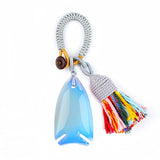 Handmade Gemstone Fish Keychain with Colorful Tassel #KC2016S-A10 Charm for Abundance, Protection & Everyday Luck | Perfect Gift for Her