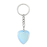Natural Gemstone Guitar Pick Keychain with Simple Key Chain 27x32MM Crystal Pendant KC2030