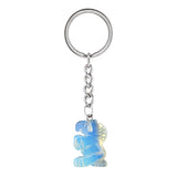 Gemstone Horse Pendant Keychain Hand Carved 25MM Animal Keyring  Accessories for Bag #KC2302S-A1