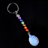 1Inch Gemstone Hedgehog Pendant Keychain 7 Chakra Beads Chain #KC2308S-A4