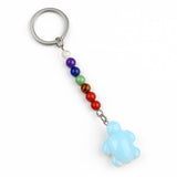 1.0Inch Tortoise Gemstone Pendant Keychain 7 Chakra Beads Chain #KC2311S-A4