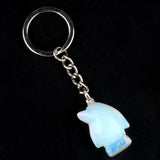 1.0 Inch Hand-Carved Gemstone Penguin Pendant Keychain#KC2313S-A1
