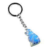 1.0 Inch Hand Carved Gemstone Dog Pendant Keychain #KC2316S-A1