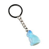 1.0Inch Handmade Craved Gemstone Cat Animal Pendant Keychain #KC2319-A1