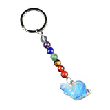1.0 Inch Hand Carved Snail Gemstone Figurine Pendant Keychain 7 Chakra Beads Chain #KC2323S-A4