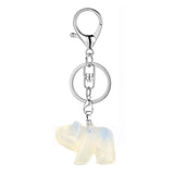 Hand-Carved Gemstone Bear Pendant Keychain – 25MM Natural Crystal Animal Charm with Sturdy Lobster Clasp, Perfect Key Ring Accessory for Bags & Purses #KC2324S-A3