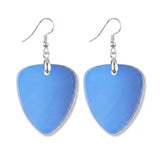 Hand-Polished Gemstone Guitar Pick Pendant Dangle Earrings Unique Crystal Jewelry PE2030