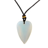 Long Heart Gemstone Pendant Necklace for Women Men Adjustable Colorful Rope