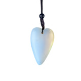 Long Heart Gemstone Pendant Necklace for Women Men Adjustable Black Rope