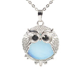 Silver Owl Gemstone Necklace SN1758S Bird Animal Pendant with 45CM 0 Chain