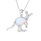 Silver Kangaroo Gemstone Pendant Necklace for Women Men #SN1765 Animal Charms Beads Chain Jewelry