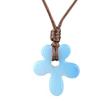 Natural Gemstone Flower Pendant Necklace - 35mm adjustable