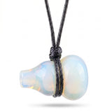 18X30MM Hand-Carved Natural Stone Gourd Pendant Necklace – Adjustable Healing Crystal Calabash Amulet