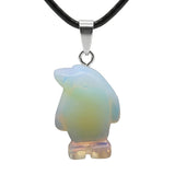Gemstone Penguin Necklace - 45cm Black Cord Jewelry