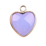 15mm Heart Gemstone Pendant Charms for Diy Making Jewelry Wrapped Gold / Silver
