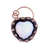 Retro Copper Natural Stone Heart Pendant for Making Jewelry
