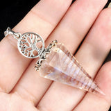 Chips Gemstone Tree of Life Resin Pendulum Wtih 7 Chakra Stone Chain hexagonal pyramid Pendant