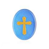 35x45MM Worry Healing Palm Stones for Meditation & Prayer with Gold Cross Design SP1904G-W17