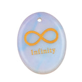 35x45mm Oval Natural Gemstone Pendant, Engraved "Infinity Symbol (∞) ", Polished Crystal Disc Charm for Spiritual Jewelry, Necklace Making