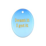 Oval Gemstone Pendants, Engraved "I Want It I Got It" Inspirational Quote, Natural Stone Charm Pendants for DIY Jewelry Making, Necklace Bracelet Crafts, 35x45mm
