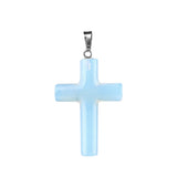 Natural Gemstone Cross Pendant for Jewelry Making DIY Necklace 27X40mm