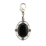Silver Oval Gemstone Pendant Charms Tag #SP1502S-BT Stone Keychain for Bag