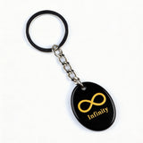 Oval Gemstone Disc Keychain– Carved with Custom Words & Symbol -Infinity Symbol