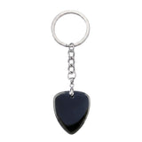 Natural Gemstone Guitar Pick Keychain with Simple Key Chain 27x32MM Crystal Pendant KC2030