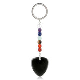 Gemstone Guitar Pick Keychain 7 Charka Chain KC2030