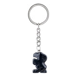 Gemstone Horse Pendant Keychain Hand Carved 25MM Animal Keyring  Accessories for Bag #KC2302S-A1