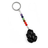 1Inch Frog Gemstone Pendant Keychain 7 Chakra Beads Chain #KC2309-A4