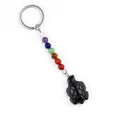 1.0Inch Tortoise Gemstone Pendant Keychain 7 Chakra Beads Chain #KC2311S-A4