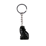 1.0Inch Hand Carved Gemstone Wolf Pendant Keychain #KC2314SS-A1