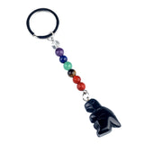 1.0Inch Handmade Craved Dinosaur Gemstone Pendant Keychain 7 Chakra Beads Chain #KC2318S-A4