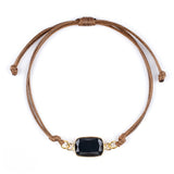 Natural Stone Adjustable Bracelet for Women Men Handmade Woven Bohemian Style Crystal Bangle #SB3126