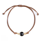 10mm Disc Stone Adjustable Bracelet for Women Men Handmade Woven Bohemian Style Crystal Bangle #SB3127